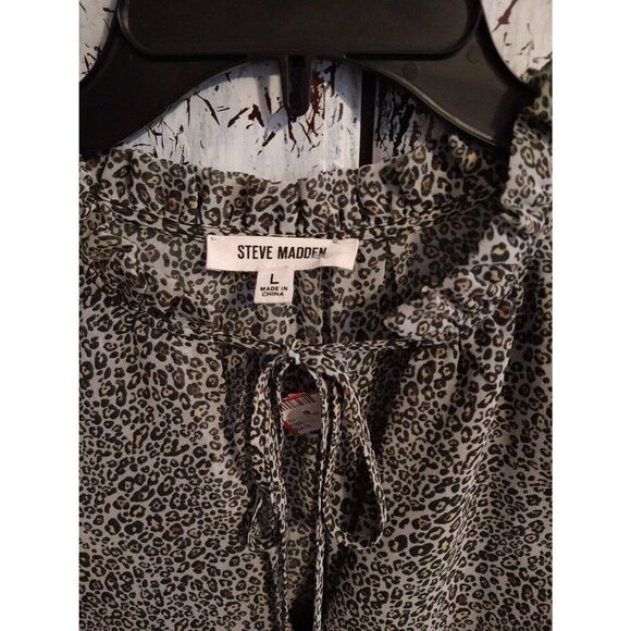 Steve Madden midi ruffled sleeve Large leopard print dress Feminine Boho Cottage - Picture 7 of 10